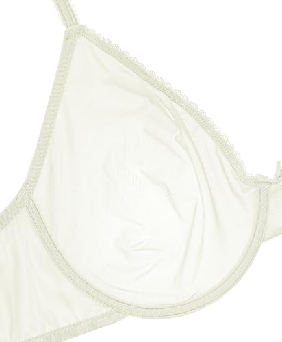 Women See Through Sheer Bra Sexy Lace Mesh Minimizer Bra Unlined Underwire Support Everyday Bra