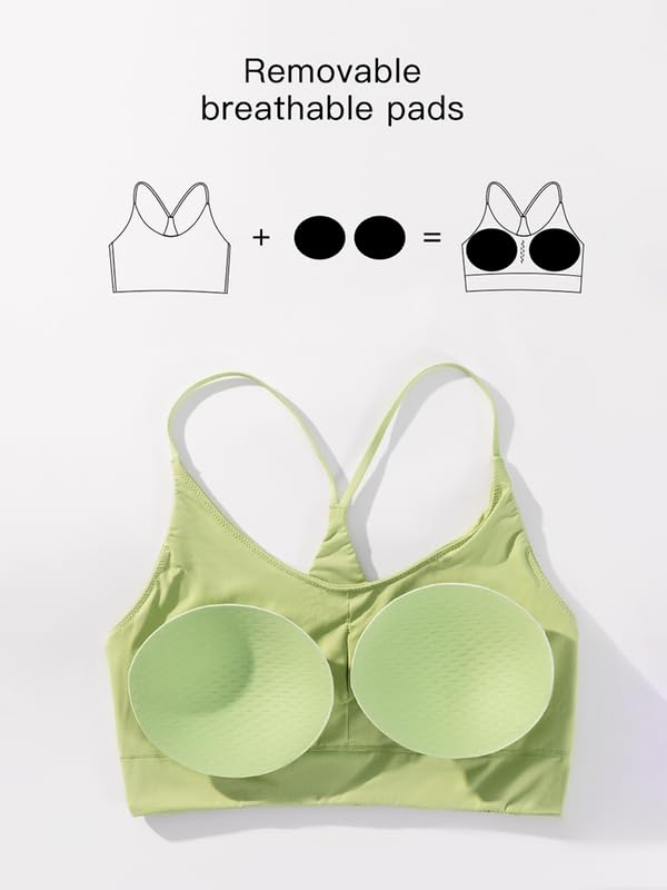 Racerback Sports Bras for Women, Scoop Neck Bralette Padded Removable Low Impact Workout Tops Yoga Active Gym Bra M-3XL