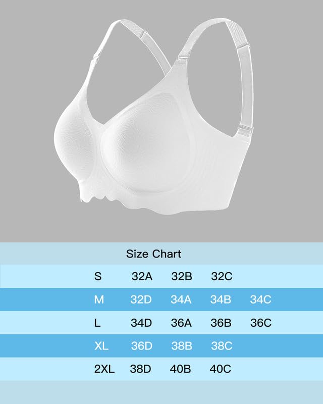 Scalloped Bras for Women No Underwire Floral Seamless Bralette Adjustable Crossover Ultra Soft Bra S-XXL