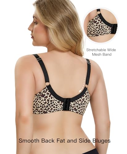 Plus Size Push Up Bra, Full Coverage Lightly Padded Lift Support Bras, Cup up to F