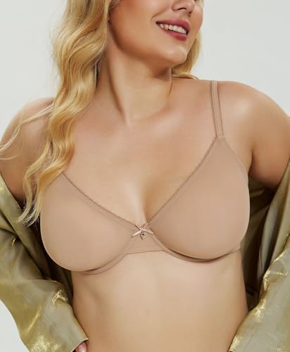 Women See Through Sheer Bra Sexy Lace Mesh Minimizer Bra Unlined Underwire Support Everyday Bra