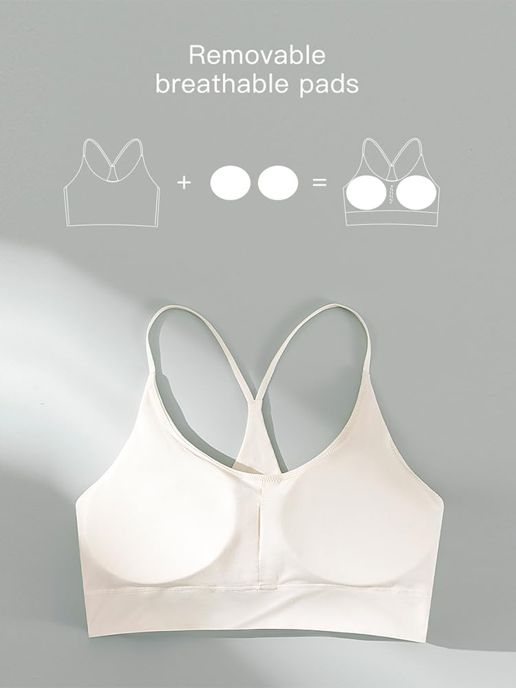 Racerback Sports Bras for Women, Scoop Neck Bralette Padded Removable Low Impact Workout Tops Yoga Active Gym Bra M-3XL