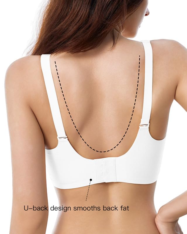 Scalloped Bras for Women No Underwire Floral Seamless Bralette Adjustable Crossover Ultra Soft Bra S-XXL
