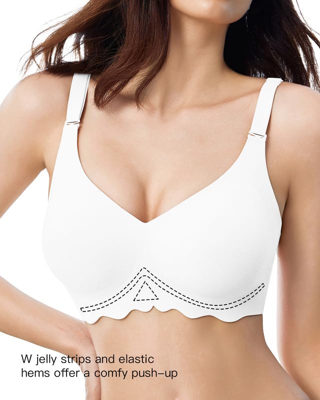 Scalloped Bras for Women No Underwire Floral Seamless Bralette Adjustable Crossover Ultra Soft Bra S-XXL