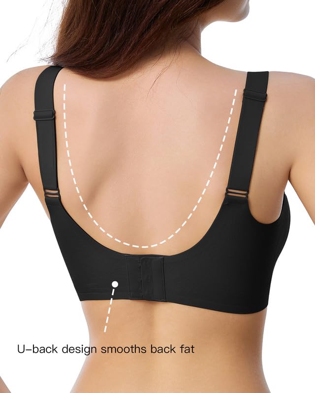 Seamless Bras for Women Full Coverage Floral Wireless Push Up Bralette Soft Minimizer Bra with Extender S-3XL