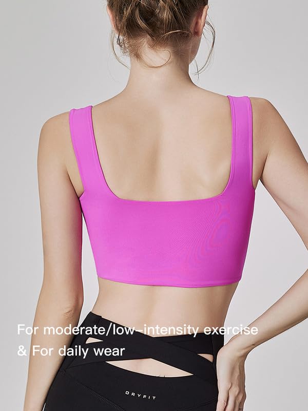 Womens Sports Bras Square Neck Longline Bralette Padded Removable Workout Crop Tank Tops Yoga Active Gym Bra M-3XL