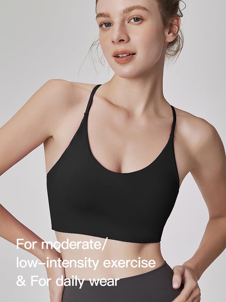 Racerback Sports Bras for Women, Scoop Neck Bralette Padded Removable Low Impact Workout Tops Yoga Active Gym Bra M-3XL