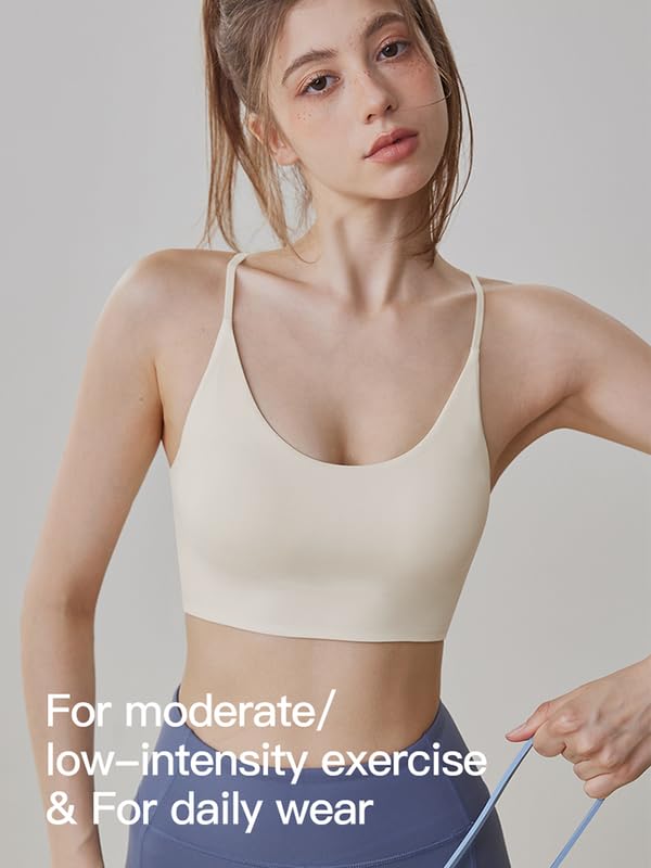 Racerback Sports Bras for Women, Scoop Neck Bralette Padded Removable Low Impact Workout Tops Yoga Active Gym Bra M-3XL