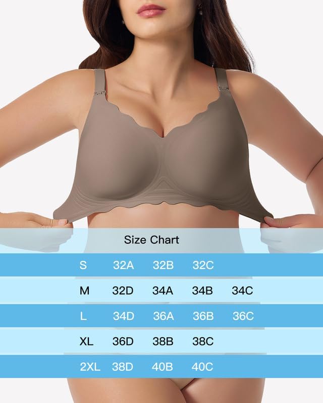 Nursing Bras for Breastfeeding Seamless Soft Maternity Bralette Support Wireless Pregnancy Sleep Bras with Extender S-XXL