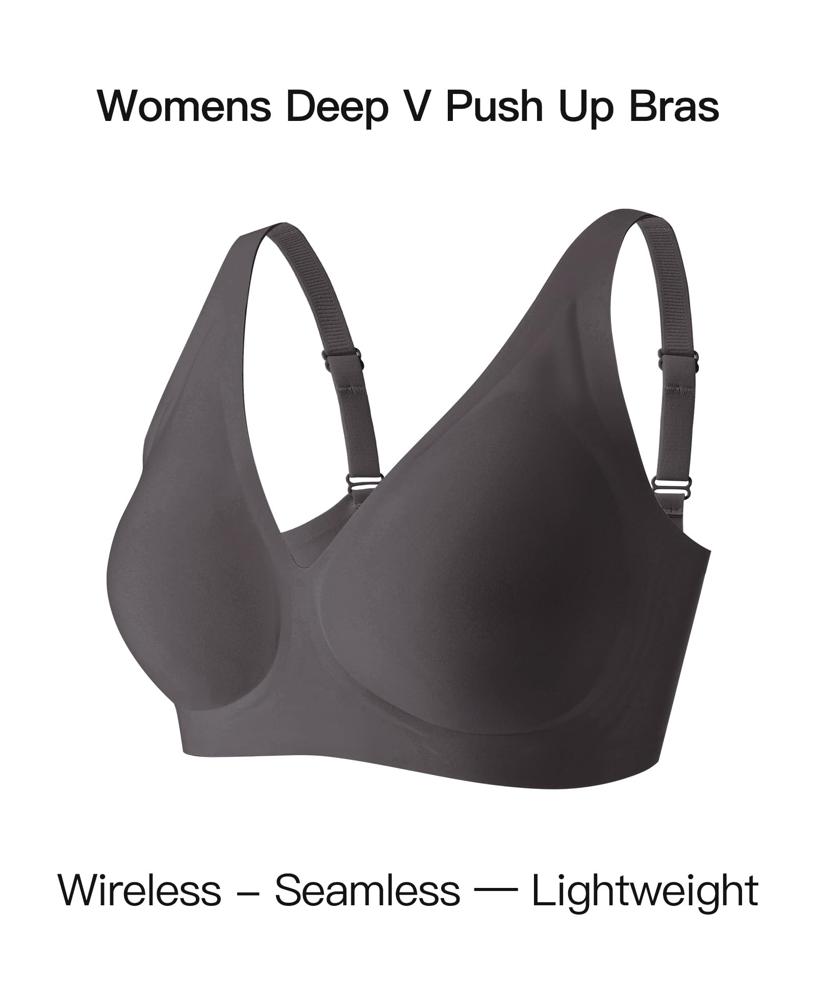 Womens Wireless Push Up Bra Comfortable Support V Neck Bralette Seamless Tshirts Bras