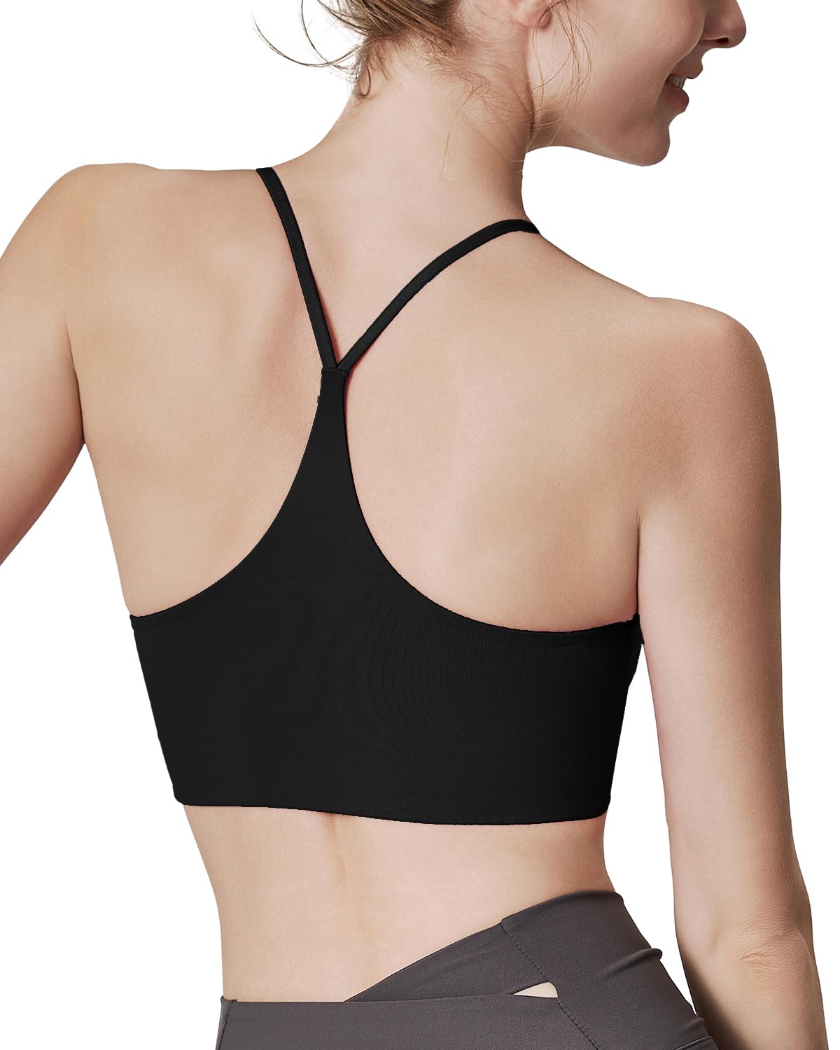 Racerback Sports Bras for Women, Scoop Neck Bralette Padded Removable Low Impact Workout Tops Yoga Active Gym Bra M-3XL