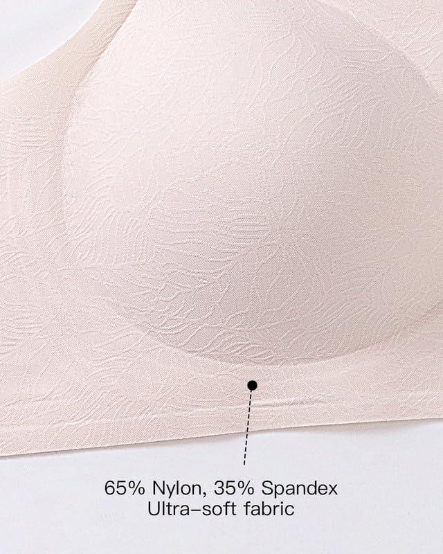 Seamless Bras for Women Full Coverage Floral Wireless Push Up Bralette Soft Minimizer Bra with Extender S-3XL