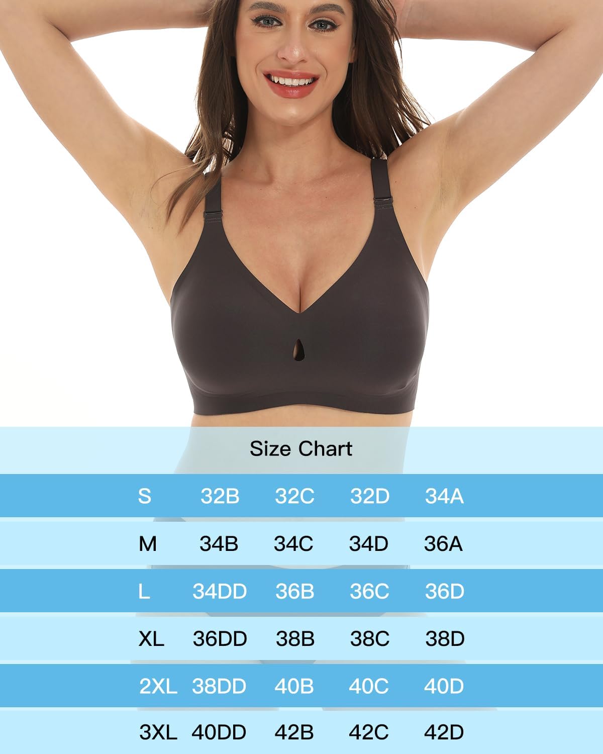 Wireless Bras for Women Convertible Seamless Bralette with Support and Lift Water Drop Full Coverage T Shirt Bra S-3XL