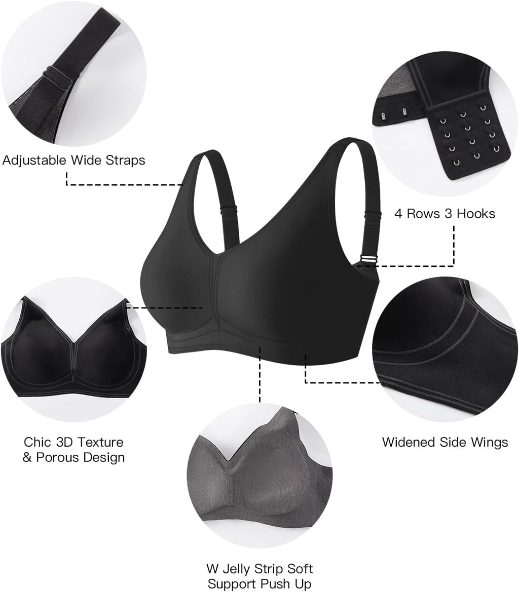 Full Coverage Bras for Women Chic 3D Texture Porous Seamless Bralette Wireless Comfortable Push Up Bra S-XL