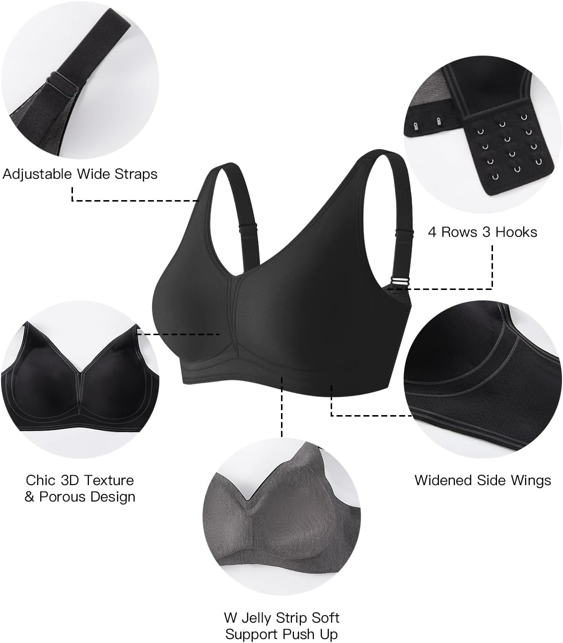 Full Coverage Bras for Women Chic 3D Texture Porous Seamless Bralette Wireless Comfortable Push Up Bra S-XL