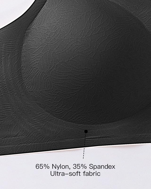 Seamless Bras for Women Full Coverage Floral Wireless Push Up Bralette Soft Minimizer Bra with Extender S-3XL