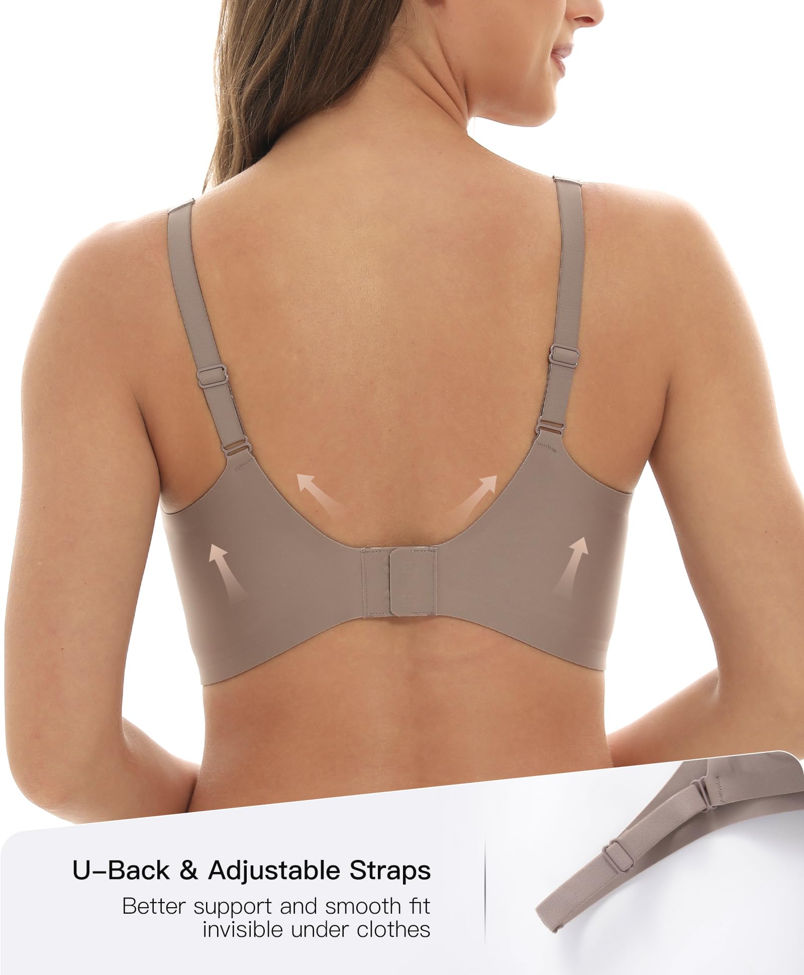 Womens Wireless Push Up Bra Comfortable Support V Neck Bralette Seamless Tshirts Bras