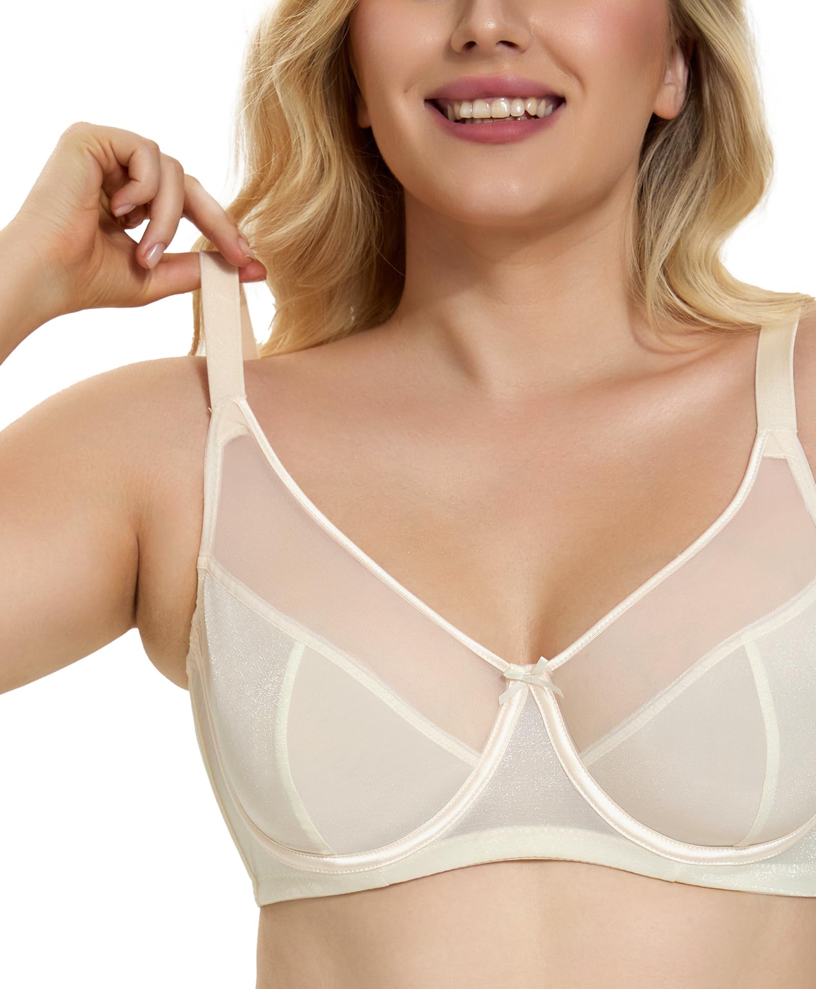 Women's See Through Sexy Sheer Bra Full Coverage Unlined Underwire Support Everyday Bras