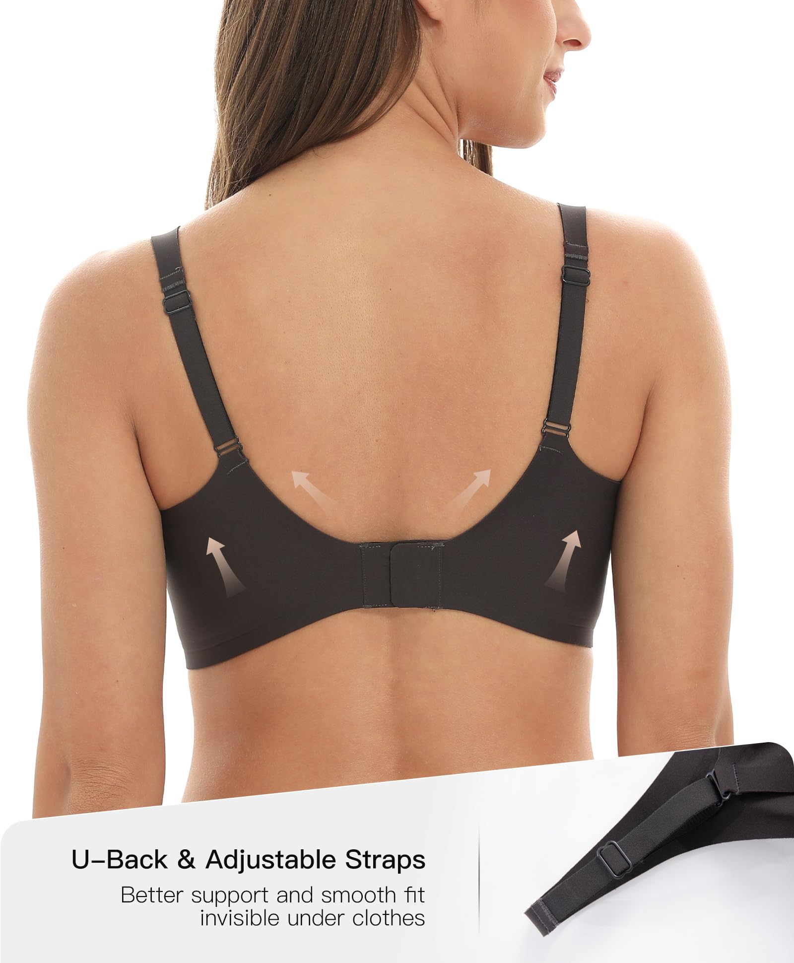 Womens Wireless Push Up Bra Comfortable Support V Neck Bralette Seamless Tshirts Bras