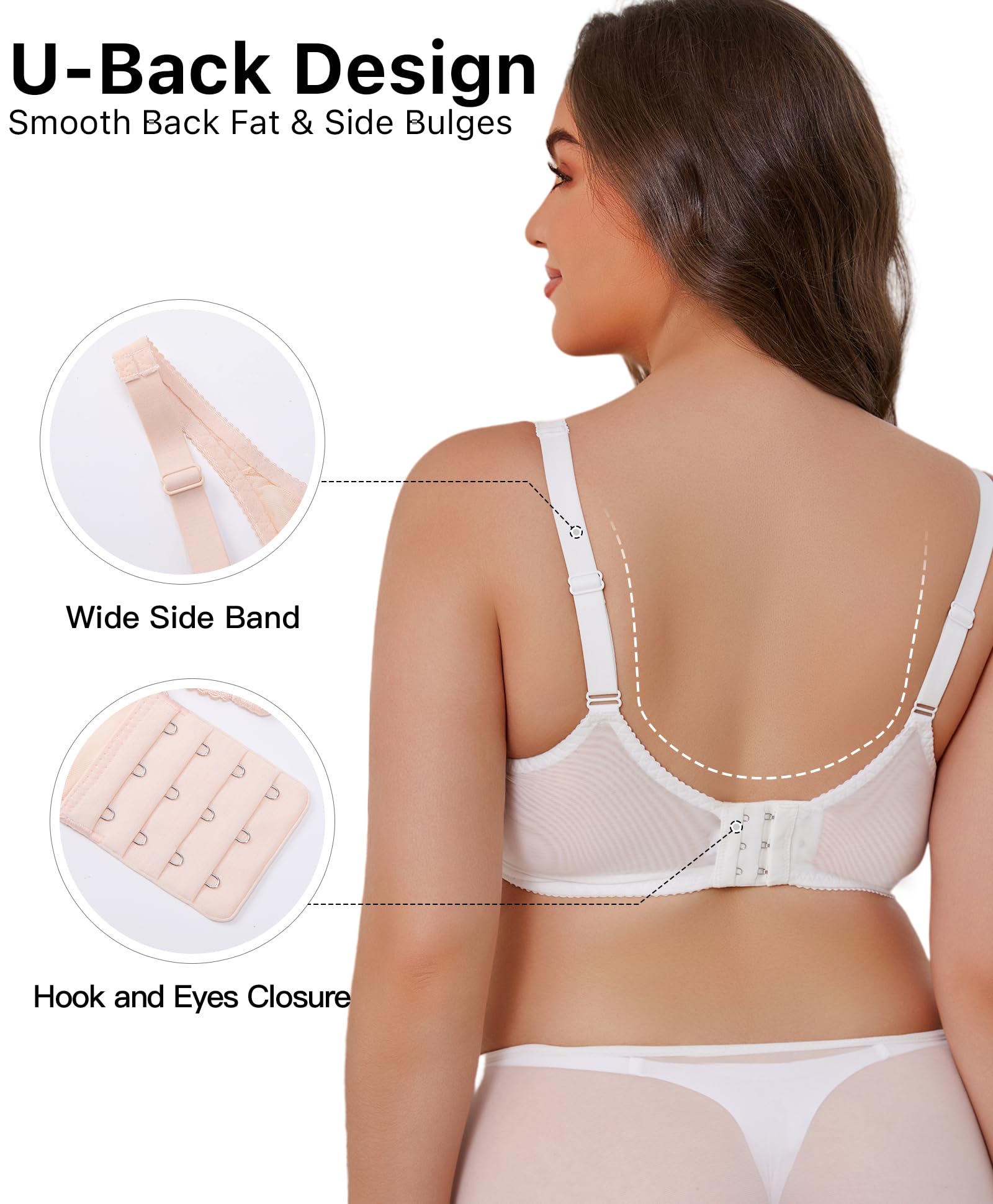 Minimizer Bras for Women Full Coverage Underwire Lace Bra with Underwire Support for Large Breasts