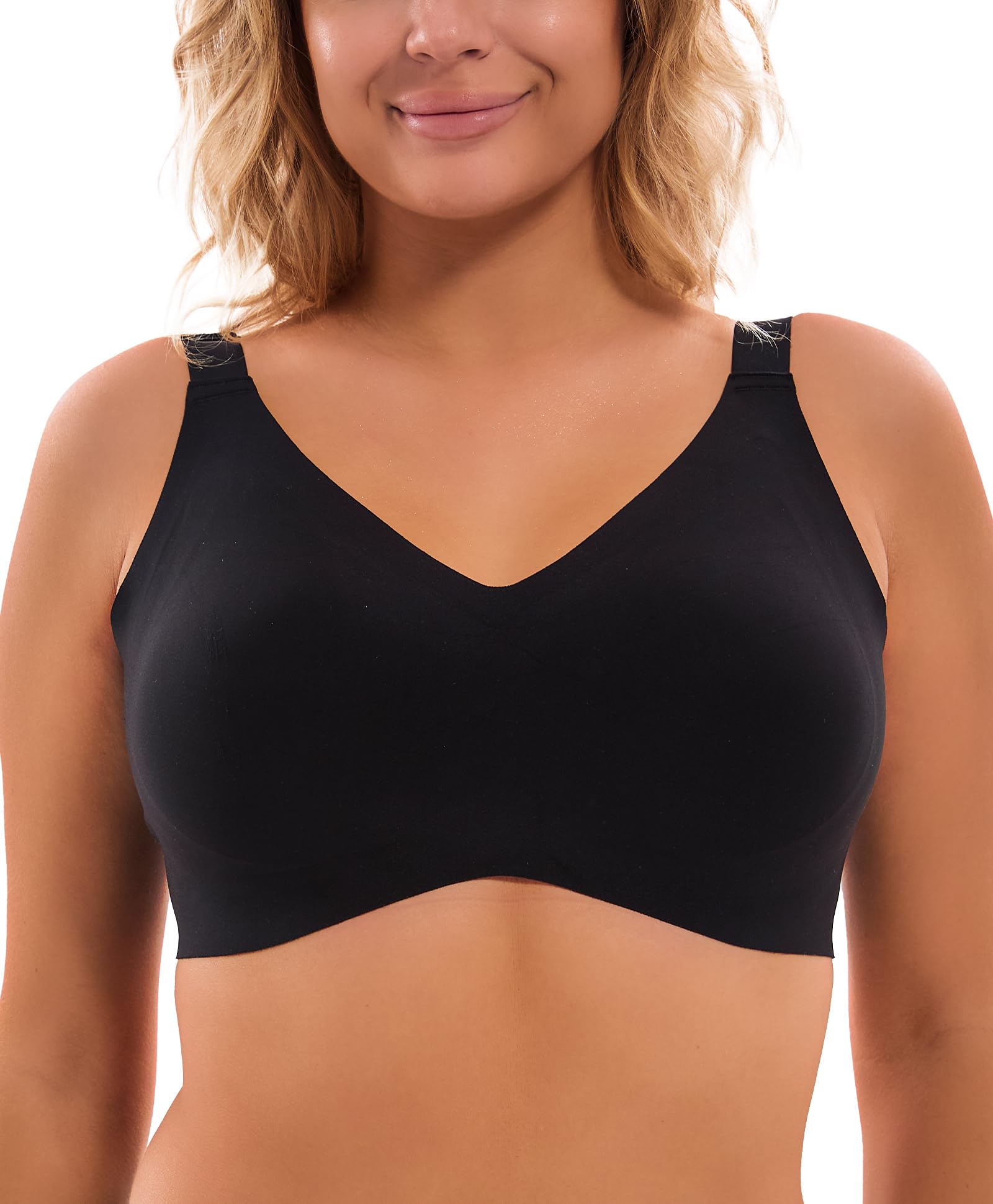 Women's Minimizer Bra Wireless Full Coverage Seamless Comfort Plus Size No Underwire Everyday T-Shirt Bra 34B-42E
