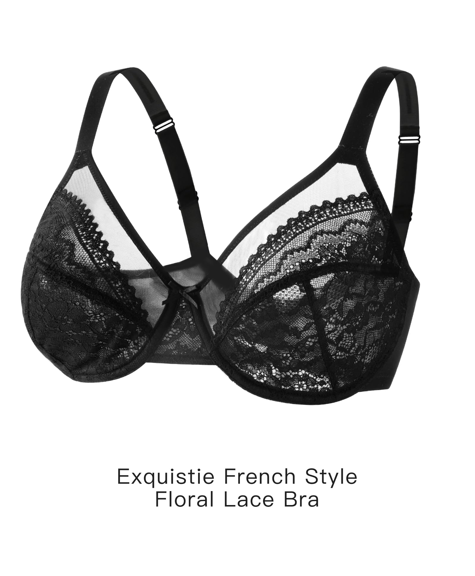 Minimizer Bra for Women Lace Unlined Underwire Full Coverage Plus Size Push Up Bras for Large Bust 34C-40DDD