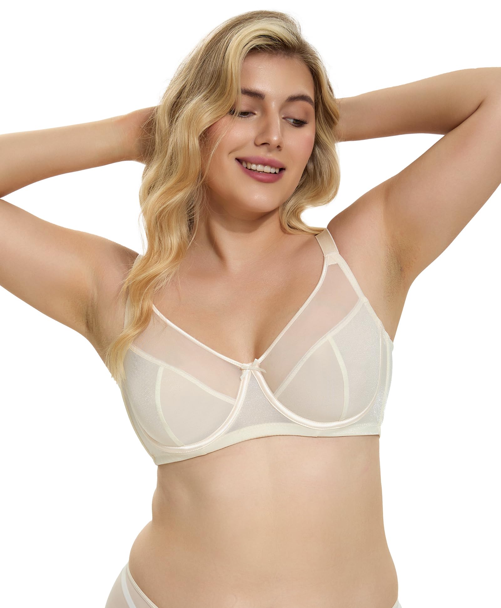 Women's See Through Sexy Sheer Bra Full Coverage Unlined Underwire Support Everyday Bras