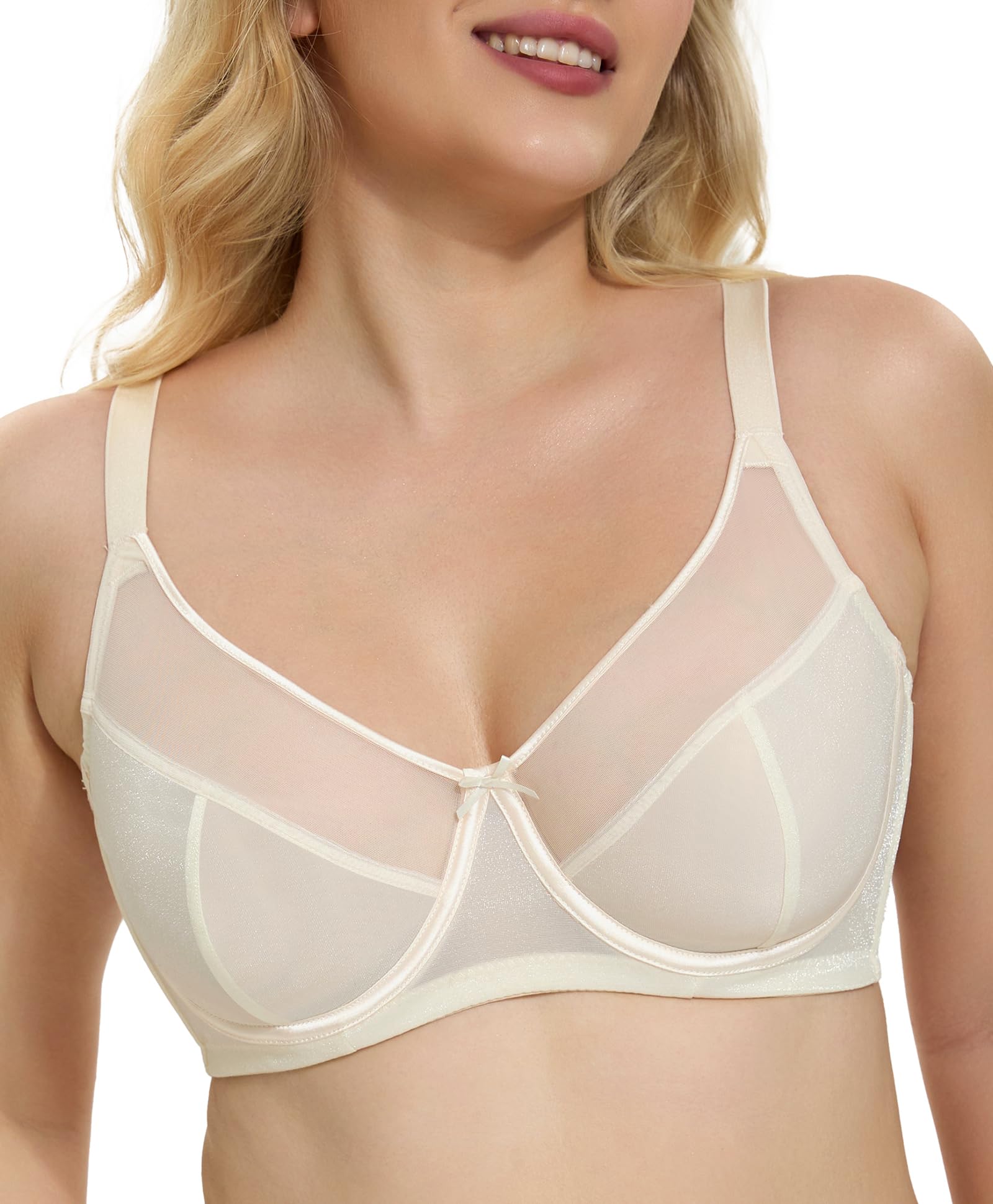 Women's See Through Sexy Sheer Bra Full Coverage Unlined Underwire Support Everyday Bras