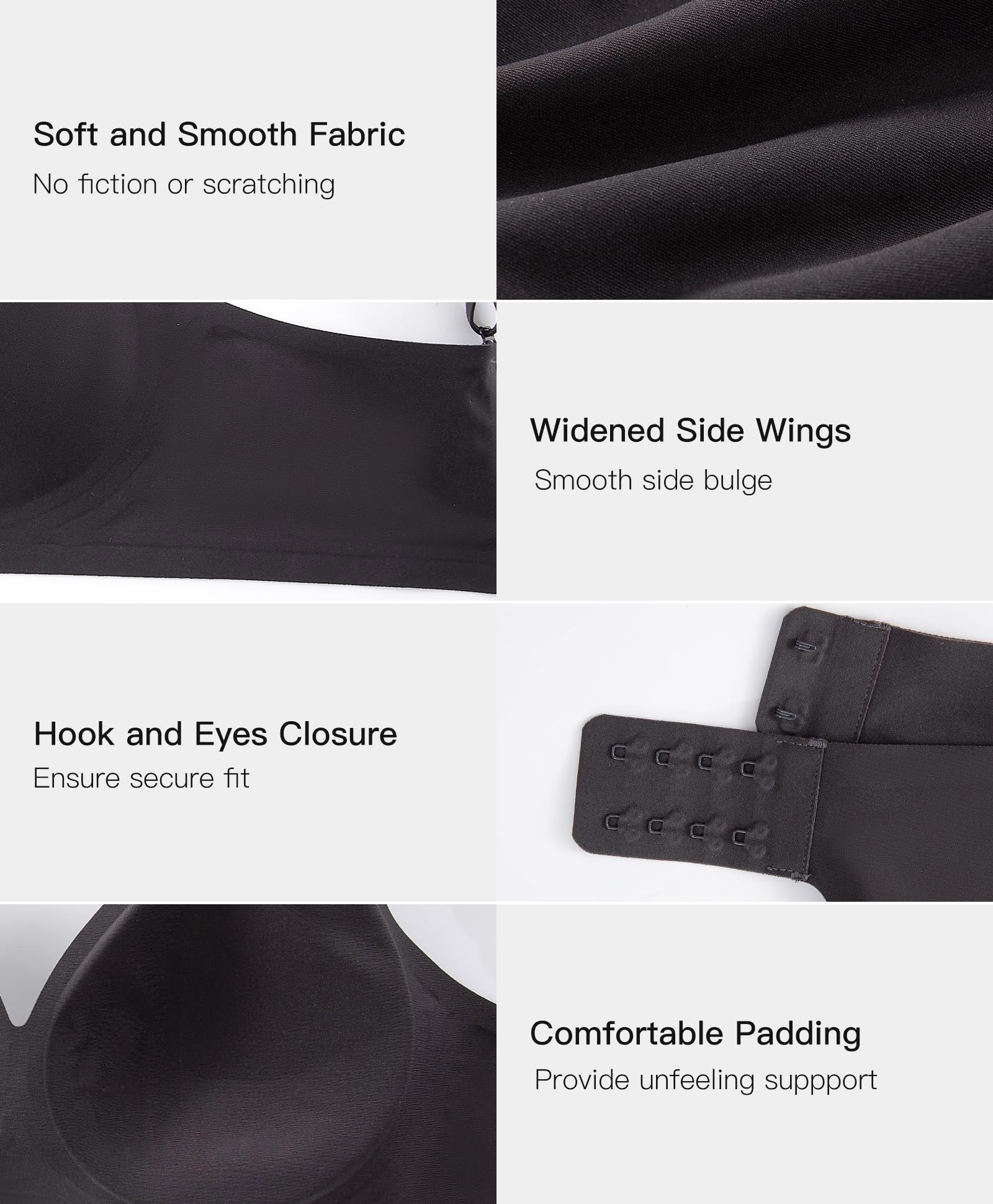 Womens Wireless Push Up Bra Comfortable Support V Neck Bralette Seamless Tshirts Bras