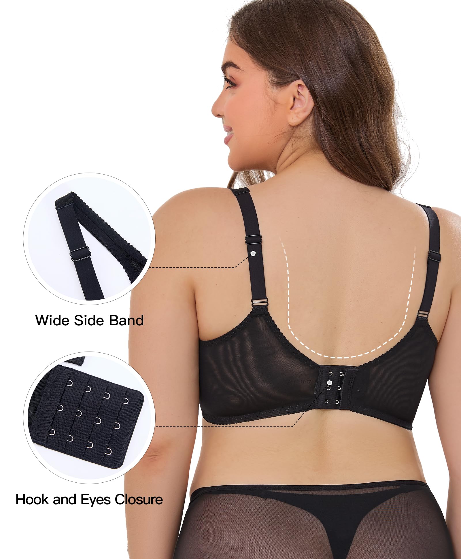 Minimizer Bras for Women Full Coverage Underwire Lace Bra with Underwire Support for Large Breasts