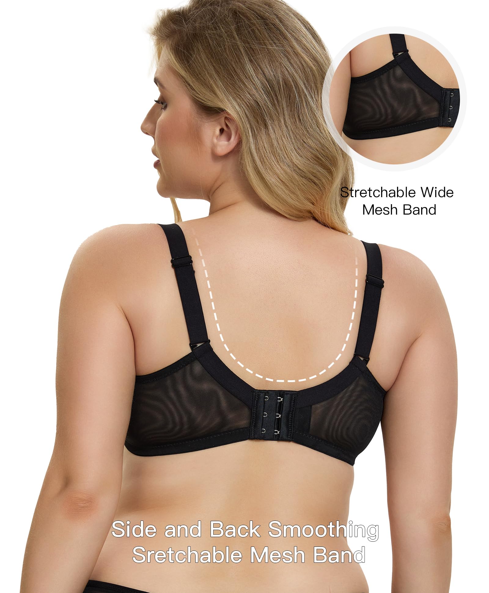 Minimizer Bra for Women Lace Unlined Underwire Full Coverage Plus Size Push Up Bras for Large Bust 34C-40DDD