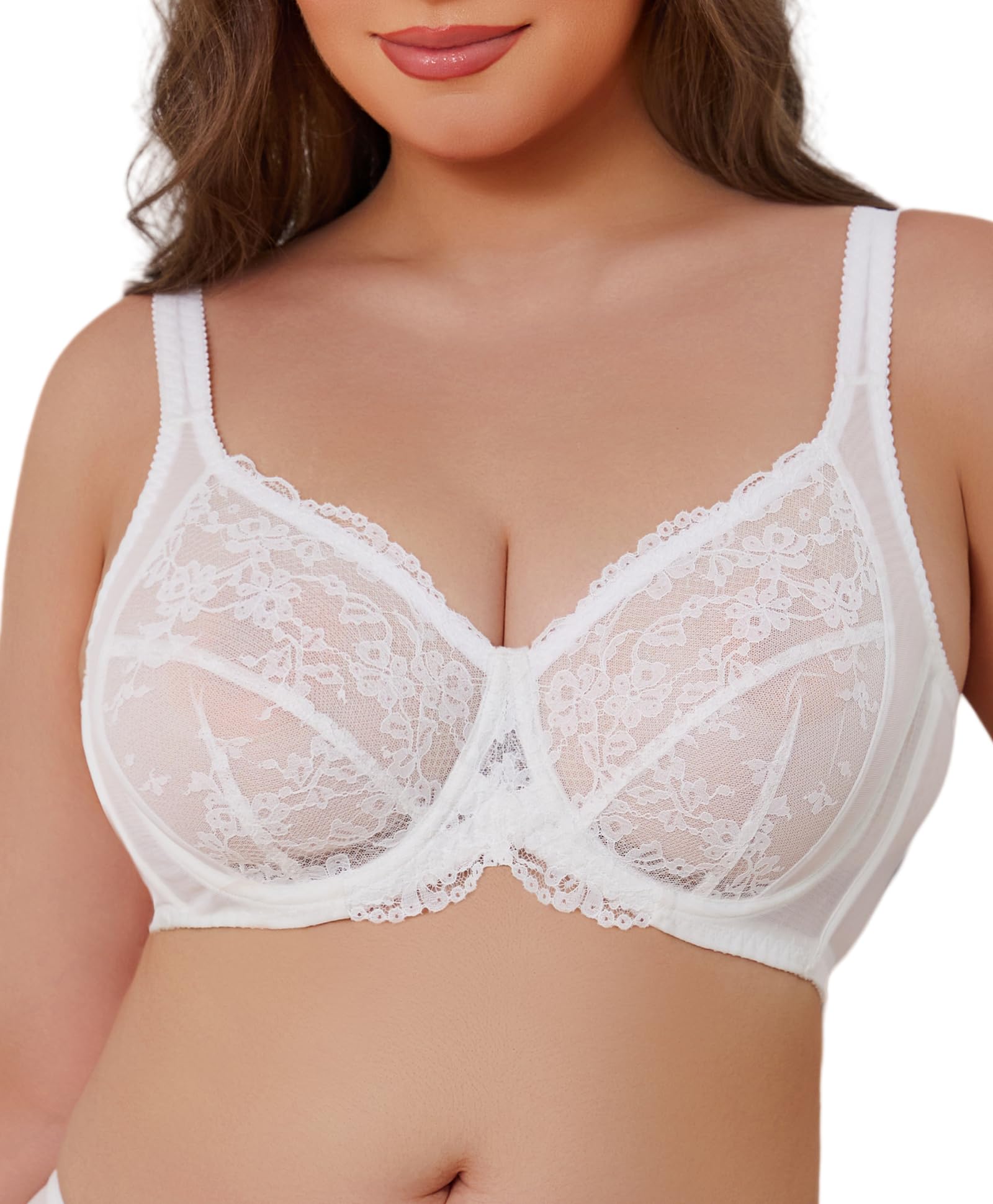 Minimizer Bras for Women Full Coverage Underwire Lace Bra with Underwire Support for Large Breasts