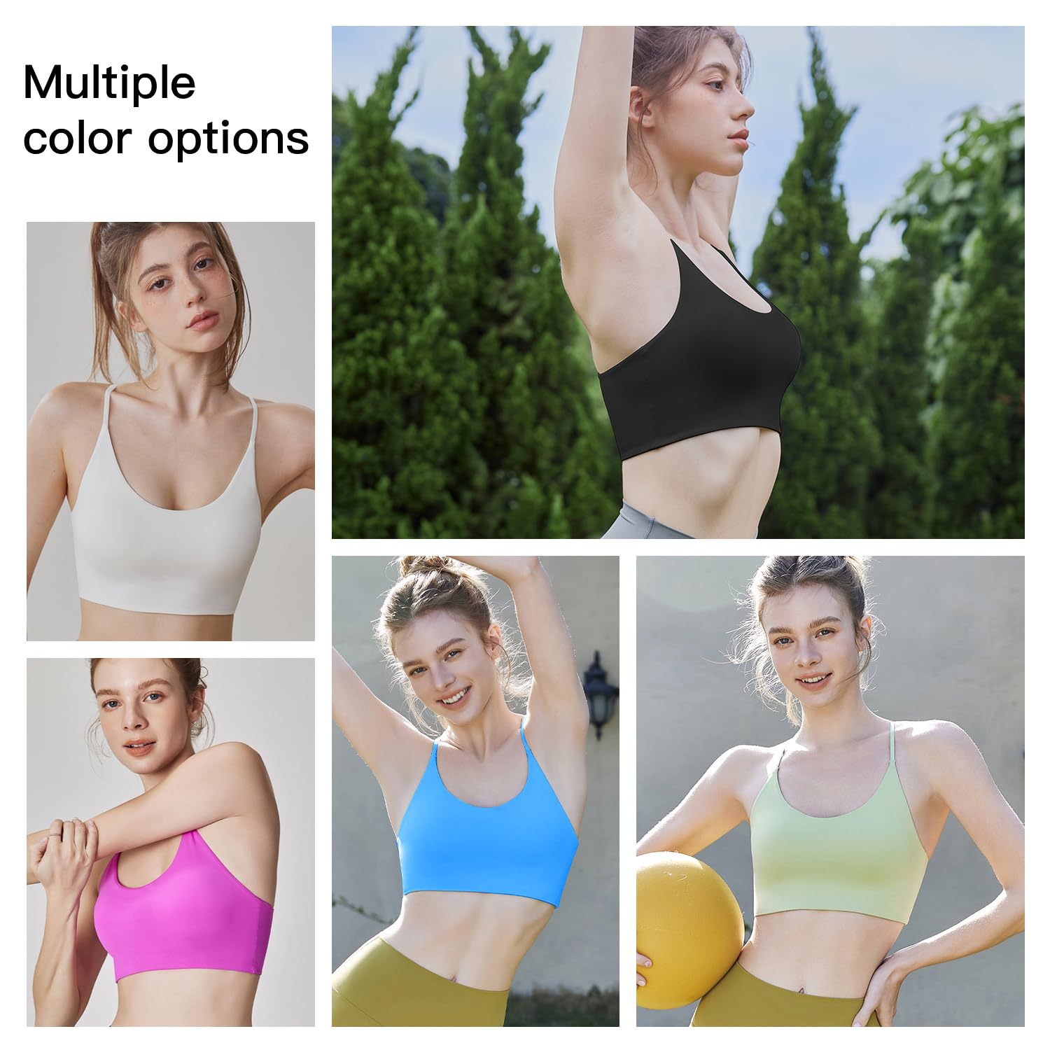 Racerback Sports Bras for Women, Scoop Neck Bralette Padded Removable Low Impact Workout Tops Yoga Active Gym Bra M-3XL