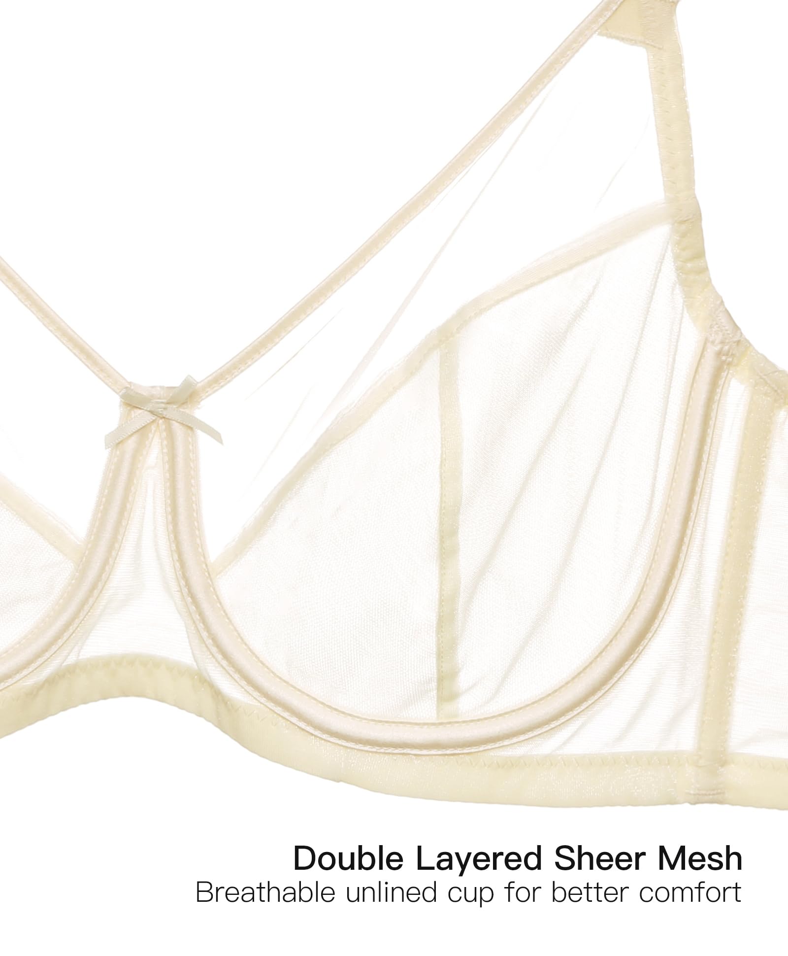Women's See Through Sexy Sheer Bra Full Coverage Unlined Underwire Support Everyday Bras