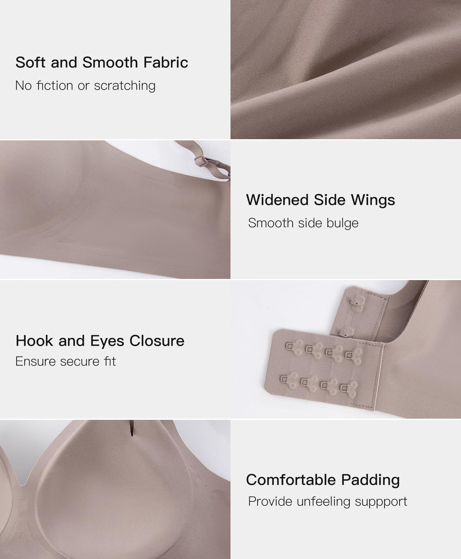 Womens Wireless Push Up Bra Comfortable Support V Neck Bralette Seamless Tshirts Bras