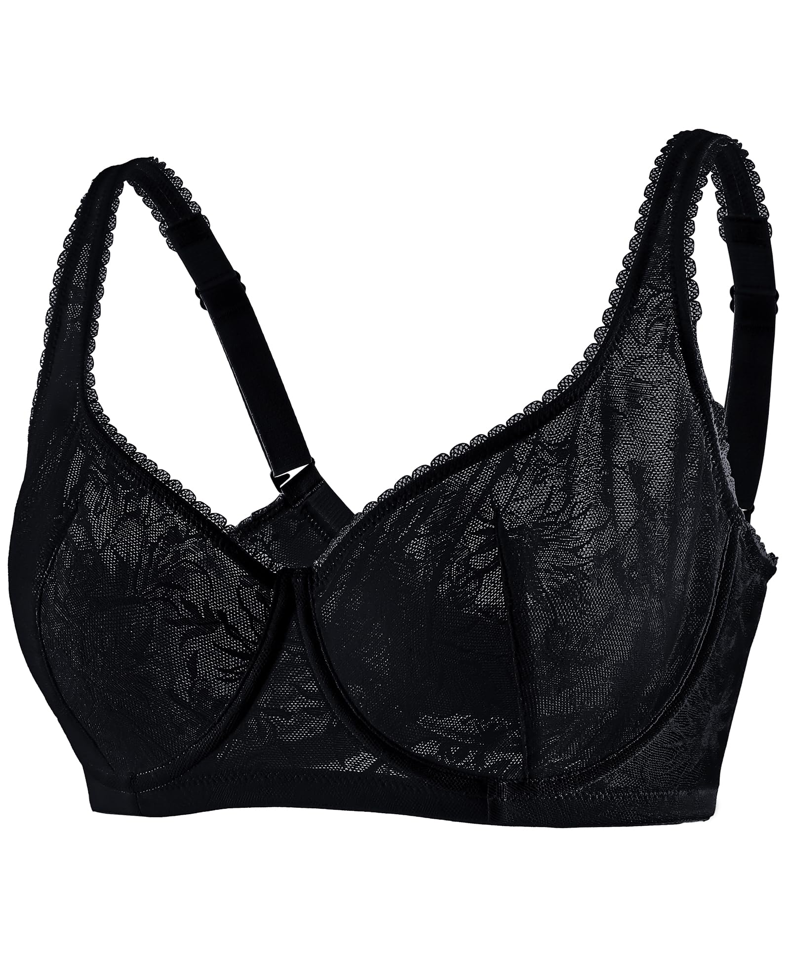 Women's Balconette Bra Push Up Unlined Underwire Lace U-Neck Demi Cup Sexy Plus Size 34C-42DDD