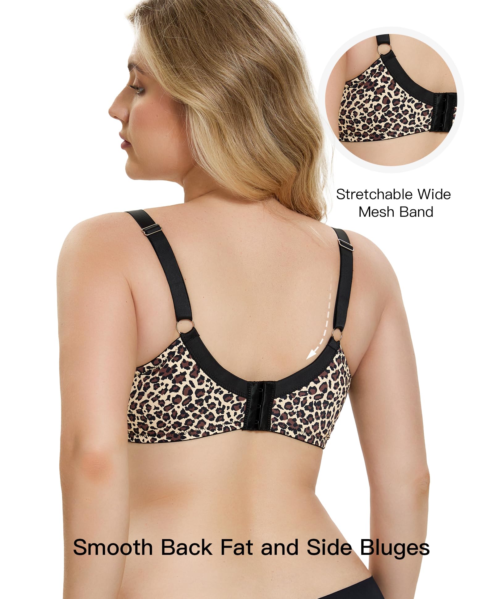 Plus Size Push Up Bra, Full Coverage Lightly Padded Lift Support Bras, Cup up to F