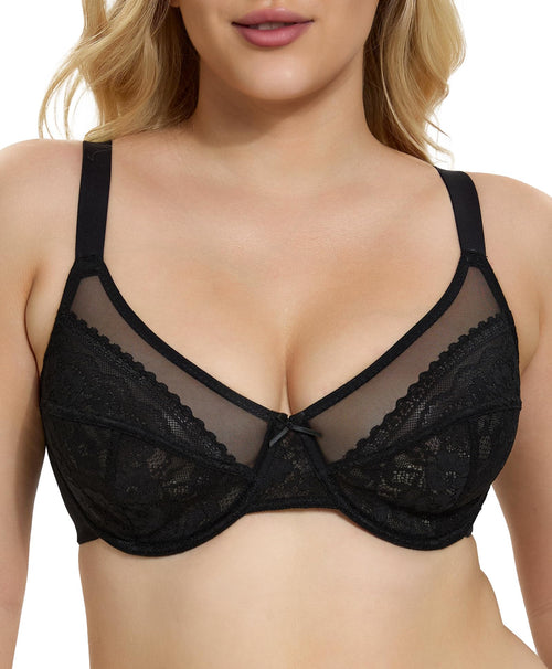 Minimizer Bra for Women Lace Unlined Underwire Full Coverage Plus Size Push Up Bras for Large Bust 34C-40DDD