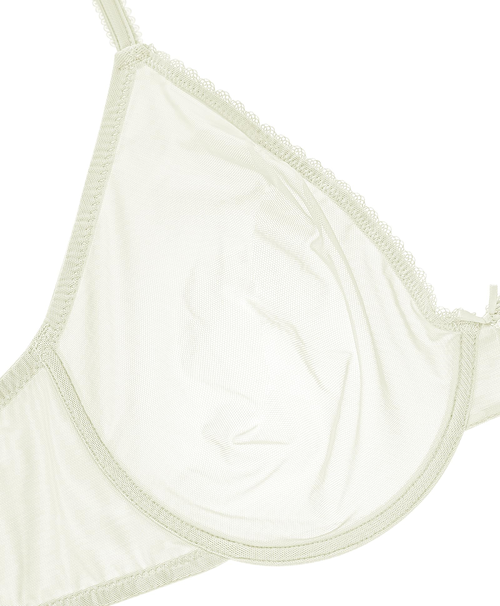Women See Through Sheer Bra Sexy Lace Mesh Minimizer Bra Unlined Underwire Support Everyday Bra