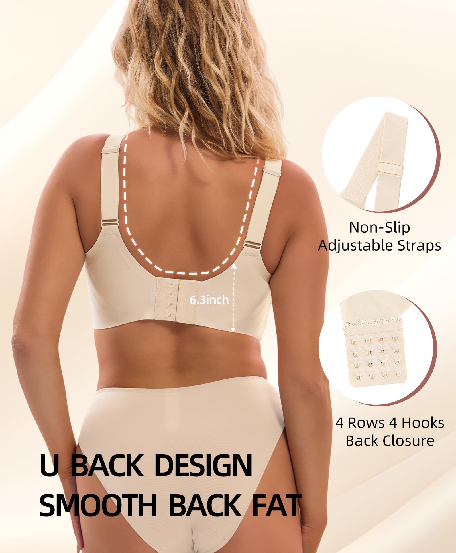 Women's Minimizer Bra Wireless Full Coverage Seamless Everyday T-Shirt Bra