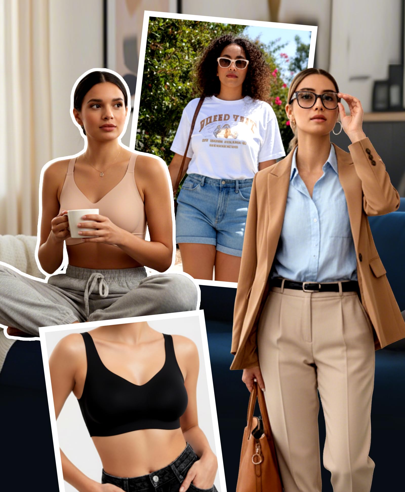 Women's Minimizer Bra Wireless Full Coverage Seamless Everyday T-Shirt Bra